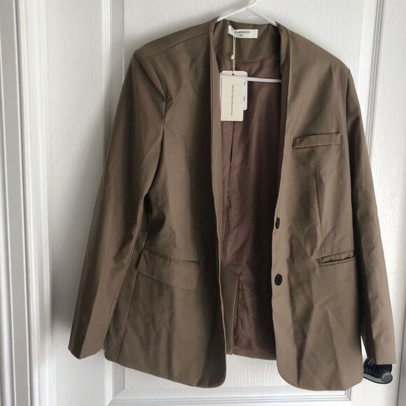 Commense Women's Blazer Jacket Two Button Front Pockets Brown Size XS NWT - Picture 1 of 9